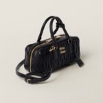 Arcadie Matelassé Large Soft Lamb Leather Handbag Black