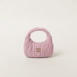 Wander Matelassé Soft Lamb Nappa Small Crescent Moon Bag Snow Pink