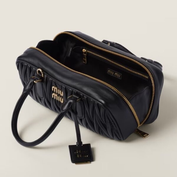 Arcadie Matelassé Large Soft Lamb Leather Handbag Black