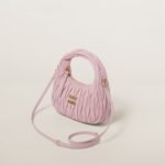Wander Matelassé Soft Lamb Nappa Small Crescent Moon Bag Snow Pink