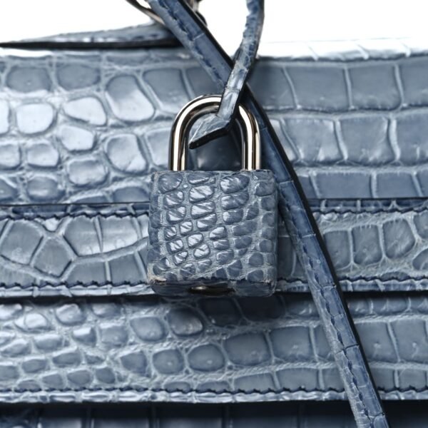 Matte Porosus Crocodile Kelly 35 Bleu Brighton