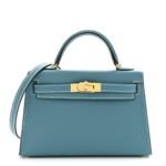 Epsom Mini Kelly Sellier 20 New Blue Jean